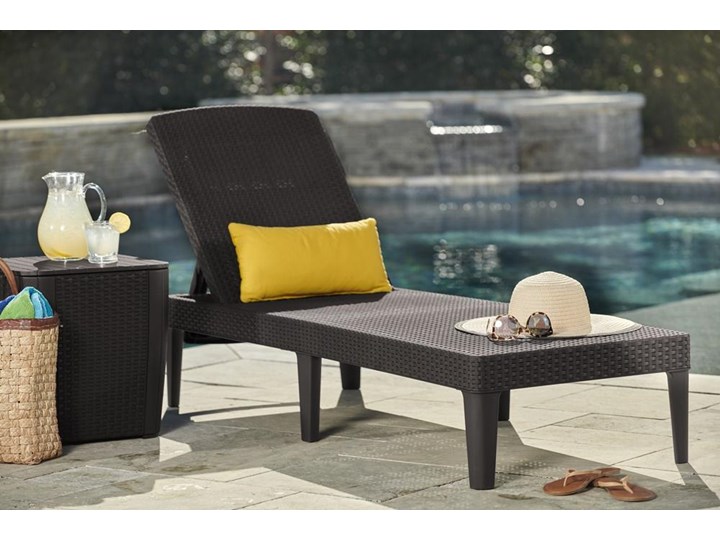 Meblobranie Leżak składany Jaipur ogrodowy Sun Lounger Brązowy Tworzywo sztuczne Leżanki Kategoria Leżaki ogrodowe