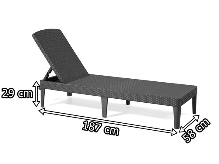 Meblobranie Leżak plażowy Jaipur składany Sun Lounger Grafit Z regulowanym oparciem Składane Styl Nowoczesny Tworzywo sztuczne Kategoria Leżaki ogrodowe