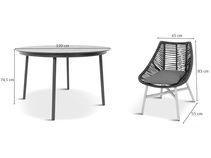 Komplet mebli Meblobranie z okrągłym stołem technorattan Almera Dining Black Zestawy obiadowe Zawartość zestawu Krzesła Aluminium Stoły z krzesłami Kategoria Zestawy mebli ogrodowych