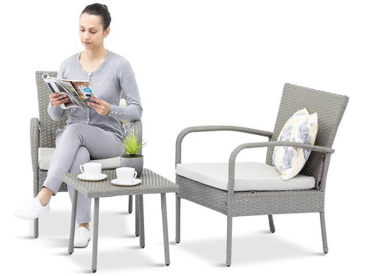 Meblobranie Fotele i stolik na niewielki balkon Morrone Duo Grey & Ivory Kategoria Zestawy mebli ogrodowych Zestawy kawowe Technorattan Styl Nowoczesny
