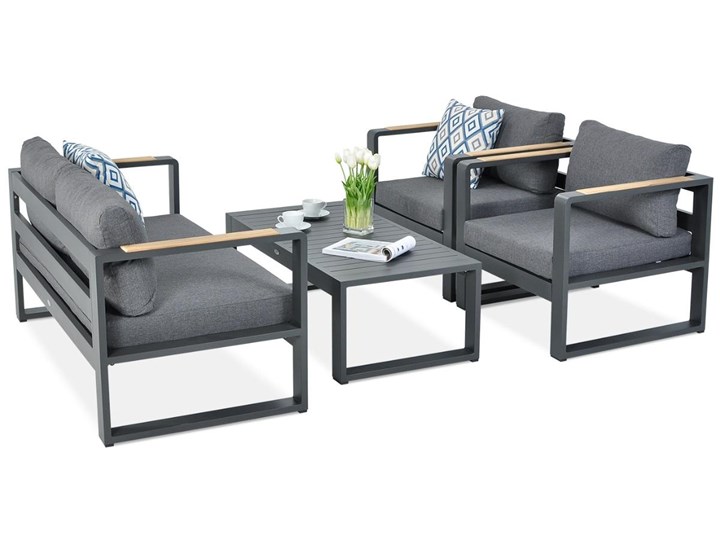 Aluminiowy komplet wypoczynkowy Meblobranie na taras Panama Grey Aluminium Kolor Szary