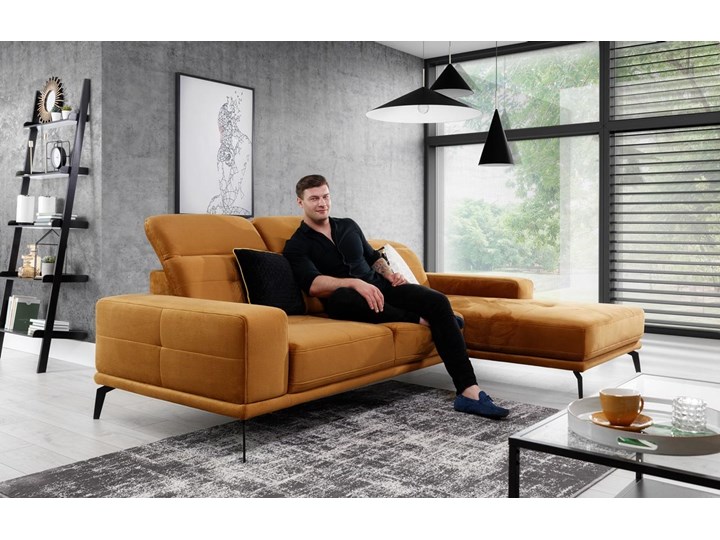 Meblobranie Nowoczesny narożnik musztardowy do salonu Torrense Szerokość 265 cm Kolor Żółty Prawostronne Lewostronne Wysokość 95 cm Głębokość 175 cm Styl Industrialny