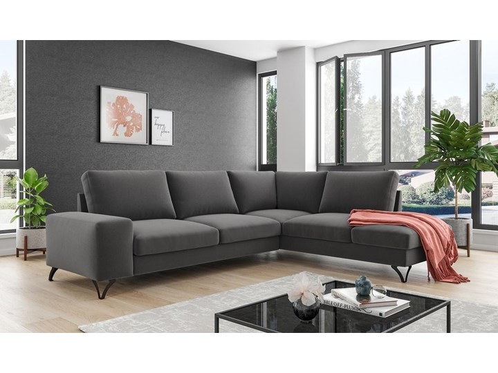 Meblobranie Szary narożnik wypoczynkowy elegancki Flavio prawy 293x214 cm Matt Velvet 97 Szerokość 293 cm Wysokość 91 cm Prawostronne Lewostronne Materiał obicia Tkanina