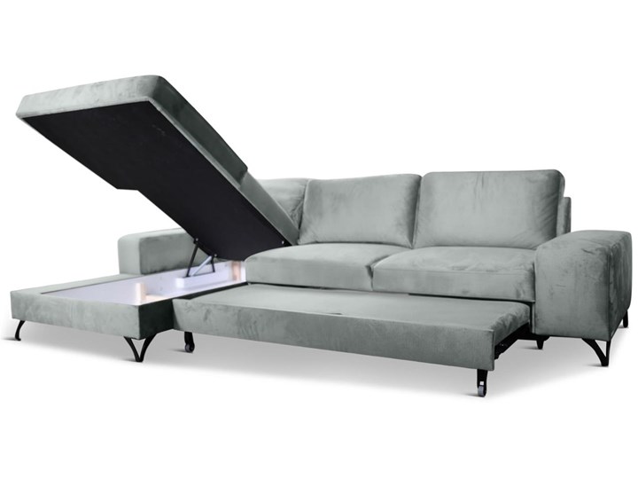 Meblobranie Szara rogówka welurowa z funkcją spania Flavio 293x179x91 cm Głębokość 179 cm Szerokość 293 cm Lewostronne Liczba miejsc Trzyosobowy