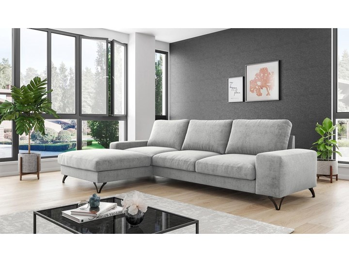 Meblobranie Szara rogówka welurowa z funkcją spania Flavio 293x179x91 cm Szerokość 293 cm Głębokość 179 cm Lewostronne Liczba miejsc Trzyosobowy