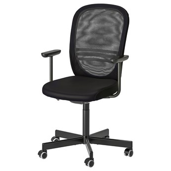 IKEA FLINTAN Krzesło biurowe z podłokietnikami, czarny, Głębokość: 71 cm