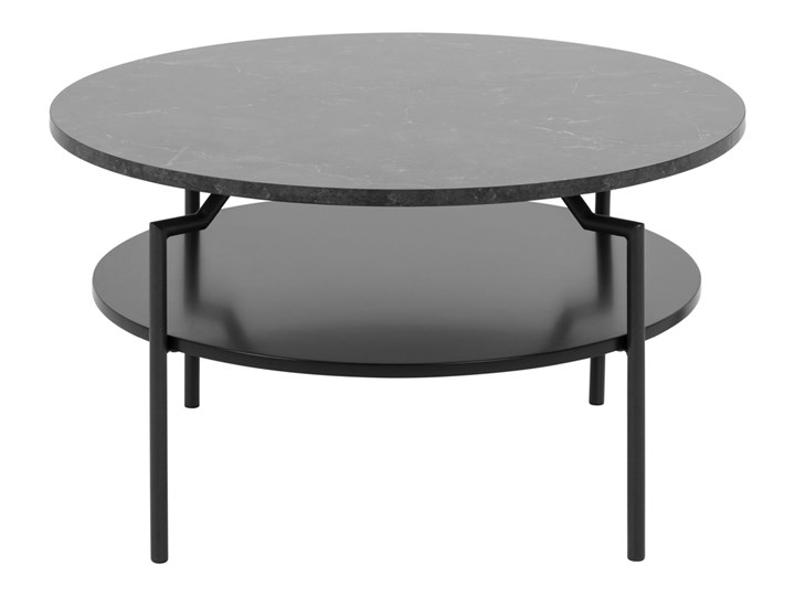 SELSEY Stolik kawowy okrągły Cernik średnica 80 cm czarny marmur Metal Wysokość 45 cm Płyta MDF Wysokość 43 cm Kształt blatu Okrągłe