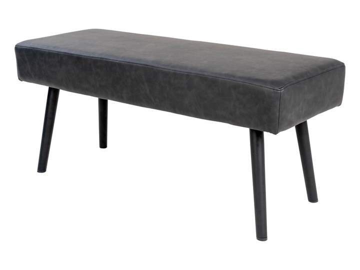 SELSEY Ławka tapicerowana Belicer 100x35 cm ciemnoszara na czarnych nogach Pikowana Materiał obicia Skóra ekologiczna Styl Skandynawski