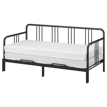 IKEA FYRESDAL Leżanka z 2 materacami, czarny/Vannareid twardy, 80x200 cm