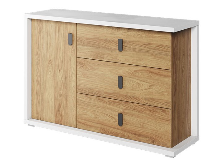 SELSEY Komoda Massi z trzema szufladami i zamykaną szafką Głębokość 41 cm Płyta MDF Wysokość 90 cm Szerokość 135 cm Kategoria Komody