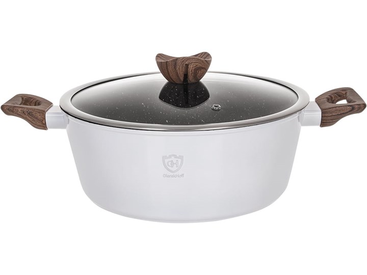 Garnki marmurowe na indukcję GierekHoff GH 1502 patelnia Tefal zestaw 16 elementów Białe Aluminium Kategoria Zestawy garnków i patelni
