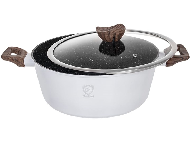 Garnki marmurowe na indukcję GierekHoff GH 1502 patelnia Tefal zestaw 16 elementów Białe Kategoria Zestawy garnków i patelni Aluminium Kolor Biały