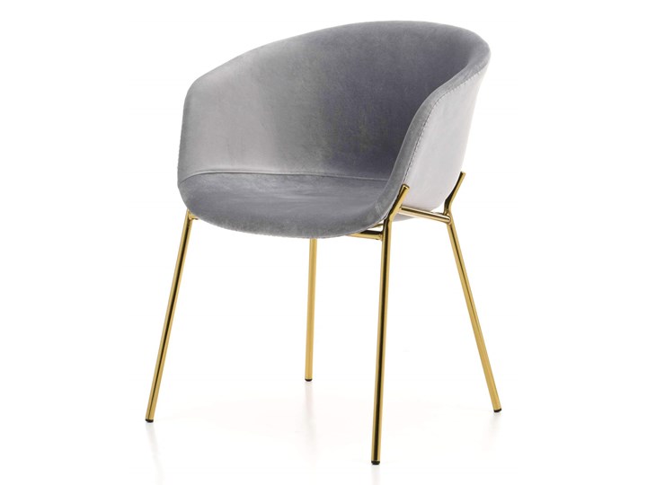 Krzesło tapicerowane glamour welur jasny szary ZL-1486 złote nogi Metal Tworzywo sztuczne Tkanina Kolor Złoty