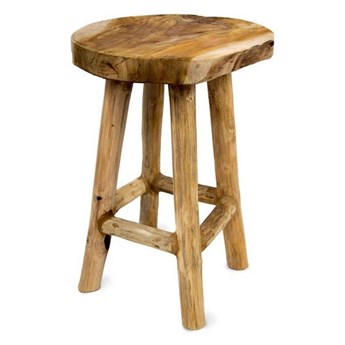 DANTHEY stołek / taboret z naturalnego drewna tekowego brązowy, 42x32 cm