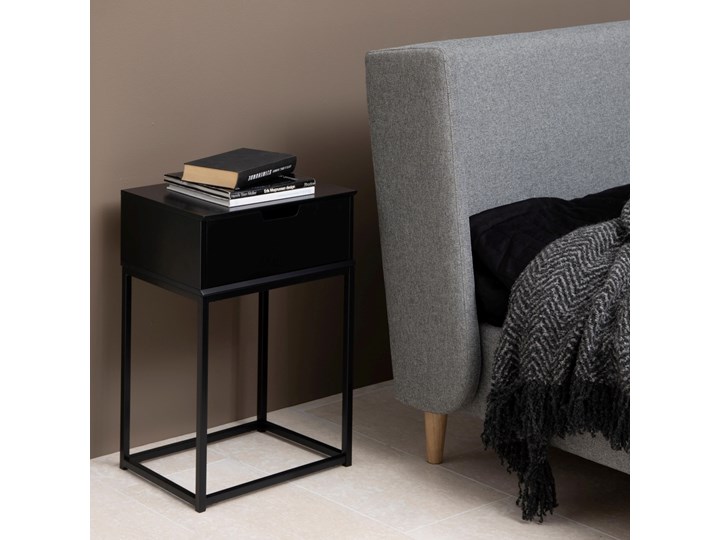 Szafka nocna Eavey Bed 40x62 cm czarna Kolor Czarny Typ Nocne