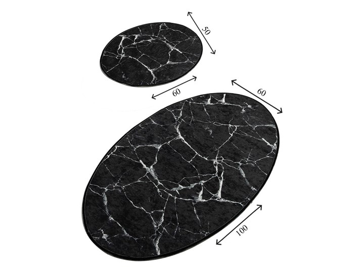Zestaw 2 czarnych owalnych dywaników łazienkowych Chilai Marble Syntetyk 60x100 cm 50x60 cm Kategoria Dywaniki łazienkowe