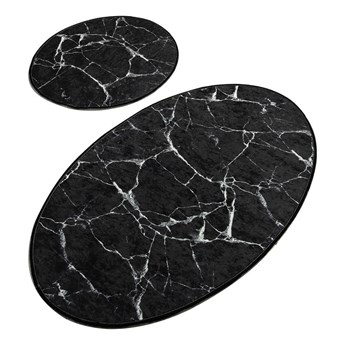 Zestaw 2 czarnych owalnych dywaników łazienkowych Chilai Marble