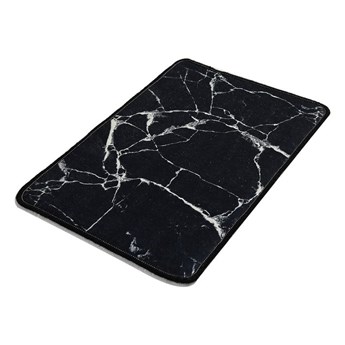 Czarno-biały dywanik łazienkowy z marmurkowym motywem Chilai Marble, 60x40 cm