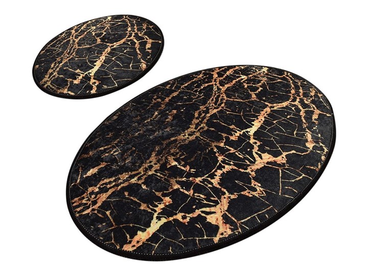 Zestaw 2 czarnych owalnych dywaników łazienkowych Chilai Gold Marble 60x100 cm 50x60 cm Poliester Kategoria Dywaniki łazienkowe