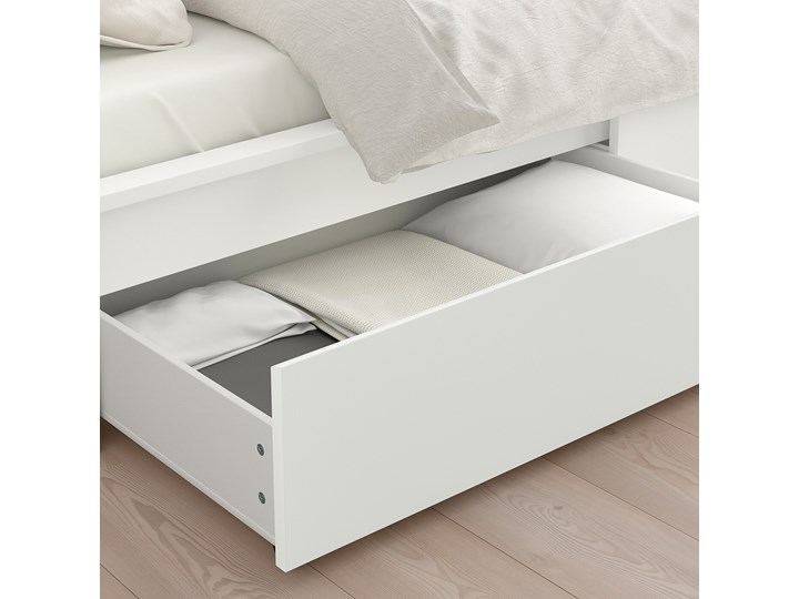IKEA MALM Rama łóżka z 2 pojemnikami, Biały, 90x200 cm Drewno Łóżko drewniane Kategoria Łóżka do sypialni Styl Skandynawski