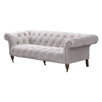 Sofa Chesterfield Glamour Velvet Light Grey 3-os., 230 × 98 × 75 cm