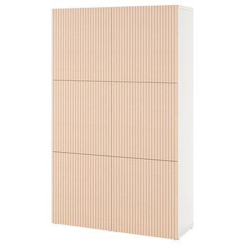 IKEA BESTÅ Kombinacja z drzwiami, Biały/Björköviken okl brzoz, 120x42x193 cm