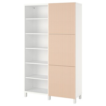 IKEA BESTÅ Kombinacja z drzwiami, Biały/Björköviken okl brzoz, 120x42x202 cm