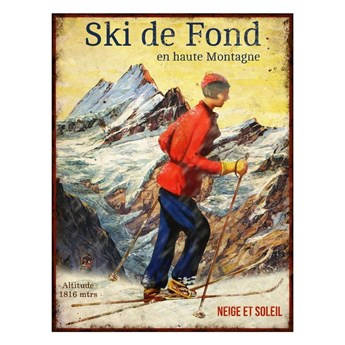 Dekoracyjna metalowa tabliczka Antic Line Ski de Fond, 25x33 cm