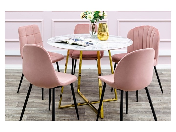 Stół w stylu glamour Carat 100 na złotych płozach Długość 100 cm Szerokość 100 cm Płyta MDF Kategoria Stoły kuchenne Wysokość 75 cm Wysokość 100 cm Marmur Metal Styl Nowoczesny