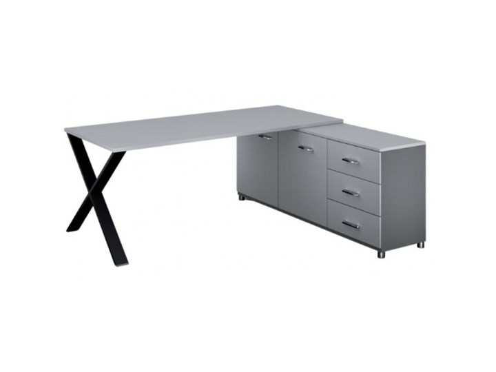 Biurowy stół roboczy ALFA X z szafką po prawej, blat 1800 x 800 mm, wzór szary Biurko tradycyjne Głębokość 140 cm Szerokość 180 cm Płyta MDF Głębokość 80 cm Kategoria Biurka Głębokość 180 cm Głębokość 68 cm Szerokość 140 cm Styl Industrialny