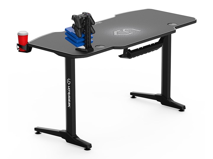 Biurko FRAG grafitowe gamingowe ULTRADESK Płyta MDF Szerokość 140 cm Biurko gamingowe Metal Styl Nowoczesny