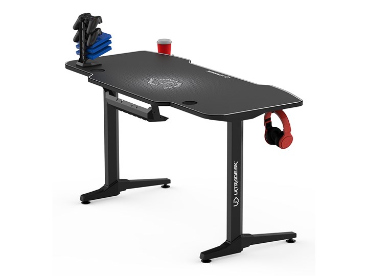 Biurko FRAG grafitowe gamingowe ULTRADESK Pomieszczenie Pokój nastolatka Biurko gamingowe Metal Szerokość 140 cm Płyta MDF Kolor Szary
