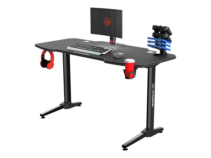 Biurko FRAG grafitowe gamingowe ULTRADESK Biurko gamingowe Szerokość 140 cm Styl Nowoczesny Metal Płyta MDF Kolor Szary