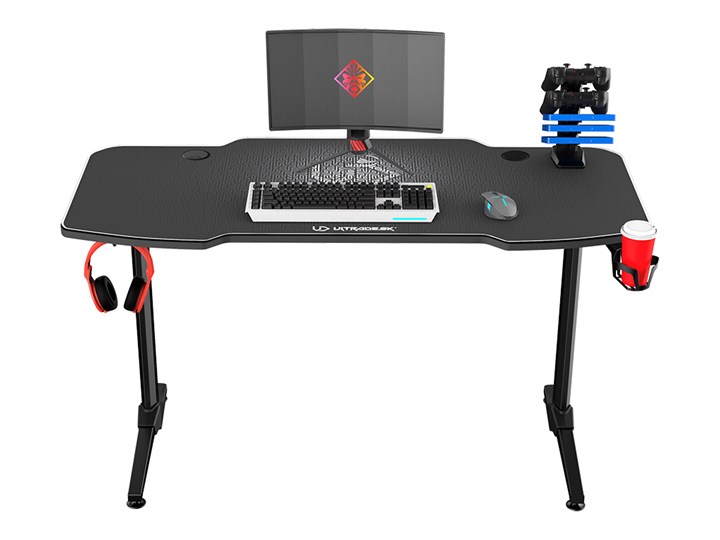 Biurko FRAG grafitowe gamingowe ULTRADESK Metal Szerokość 140 cm Biurko gamingowe Płyta MDF Styl Nowoczesny