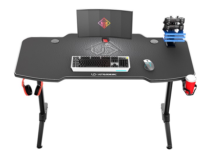 Biurko FRAG grafitowe gamingowe ULTRADESK Metal Płyta MDF Biurko gamingowe Styl Nowoczesny Szerokość 140 cm Kolor Szary