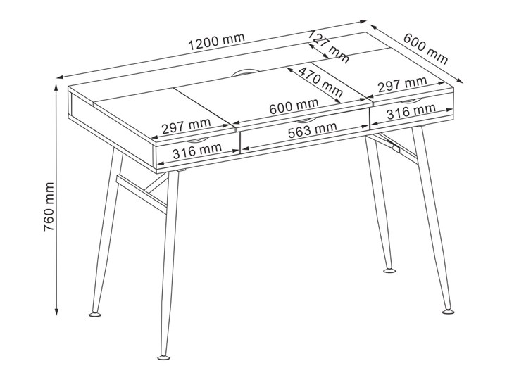 Biurko B-151 dąb/białe SIGNAL Biurko komputerowe Szerokość 120 cm Płyta MDF Styl Skandynawski Metal Kolor Biały