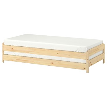 IKEA UTÅKER Łóżko sztaplowane z 2 materacami, sosna/Åsvang twardy, 80x200 cm