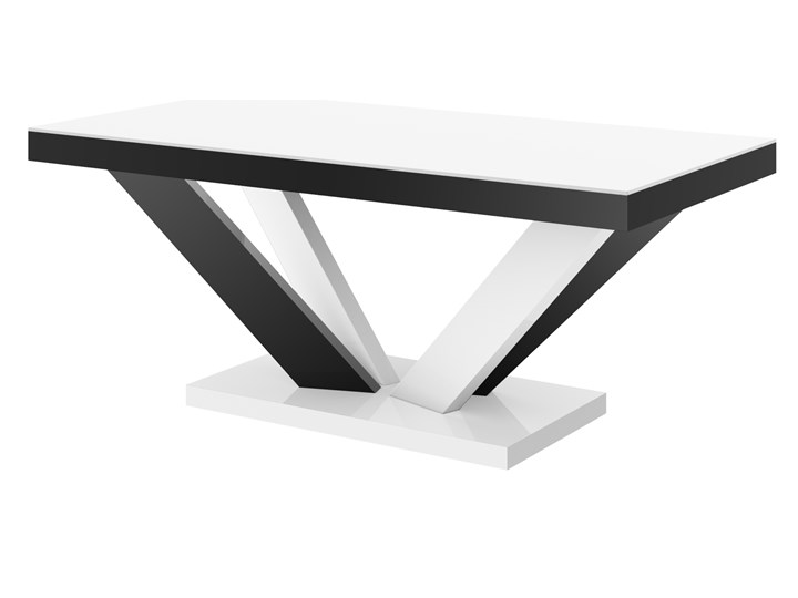 Nierozkładana ława na designerskiej podstawie Viva 2 mini w wysokim połysku Wysokość 50 cm Szkło Zestaw stolików Płyta MDF Styl Nowoczesny Rozmiar blatu 60x120 cm