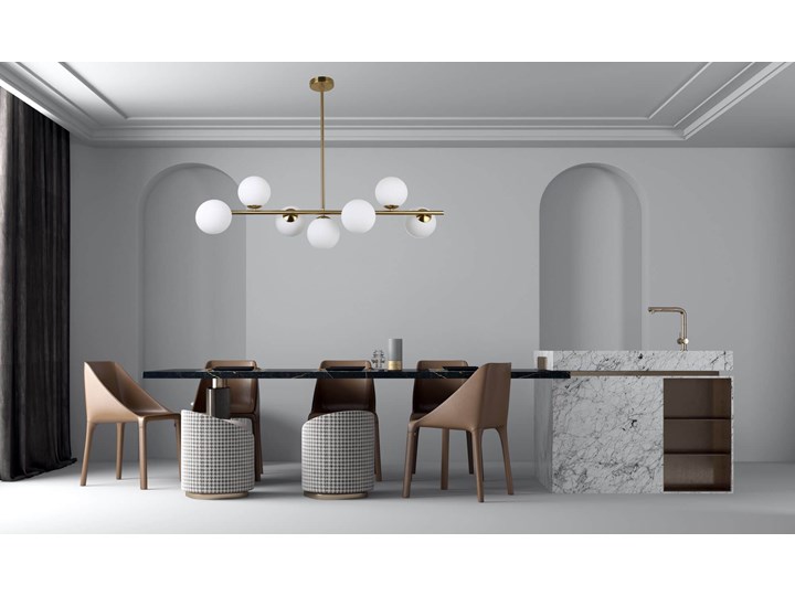 LAMPA WISZĄCA SUFITOWA NOWOCZESNA MOSIĘŻNA FREDICA W7 LUMINA DECO Metal Mosiądz Lampa z kloszem Szkło Lampa z abażurem Kolor Miedziany