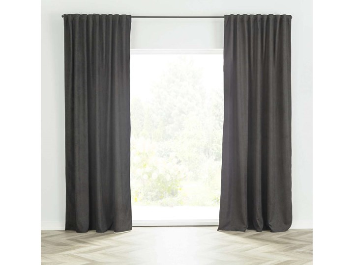 Zasłona BASIC na taśmie marszczącej 140x260cm czarny szenil 1 szt., 140 cm x 260 cm Poliester 140x260 cm Mocowanie Taśma