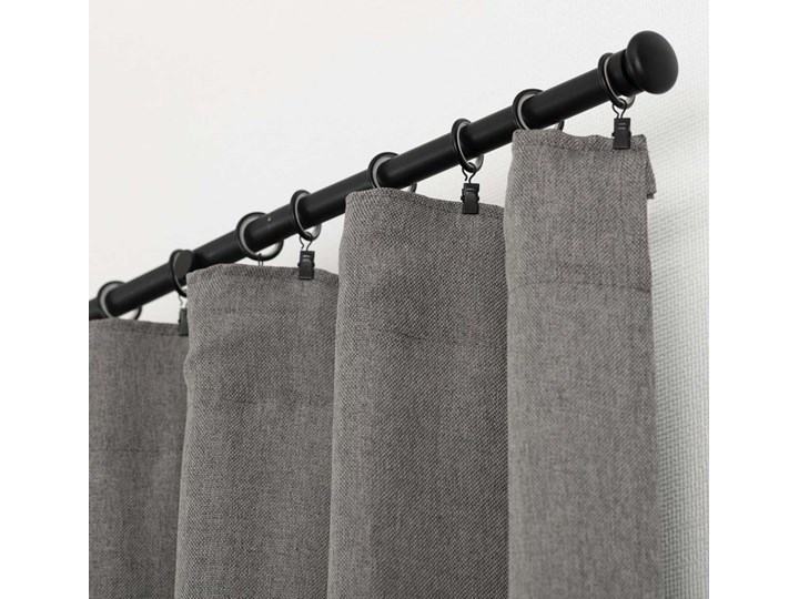 Zasłona BASIC na taśmie marszczącej 140x300cm szary 1 szt., 140 cm x 300 cm Mocowanie 140x300 cm Poliester Mocowanie Szelki