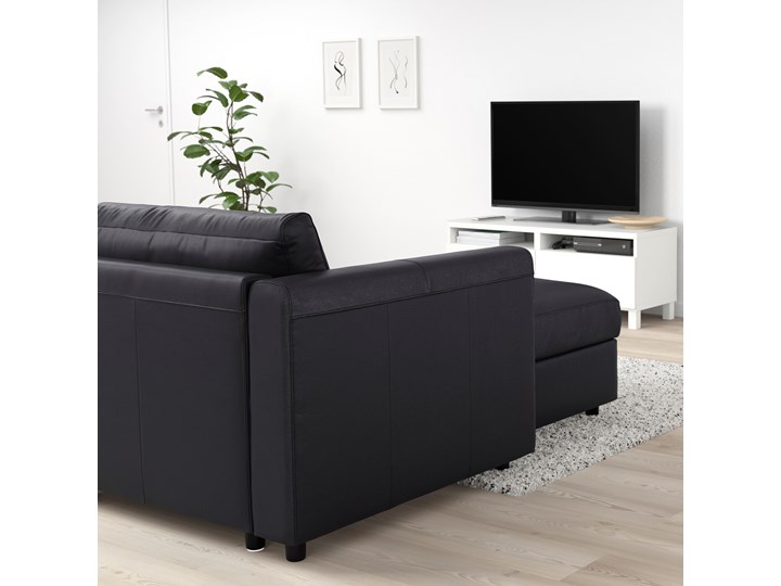 IKEA VIMLE Narożna sofa rozkł. 5o z szezl, Grann/Bomstad czarny, Wysokość łóżka: 53 cm Głębokość 98 cm Wysokość 83 cm Szerokość 349 cm W kształcie litery U Szerokość 249 cm Funkcje Z pojemnikiem na pościel