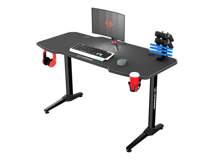 Biurko FRAG grafitowe gamingowe ULTRADESK Biurko gamingowe Metal Płyta MDF Szerokość 140 cm Kolor Szary