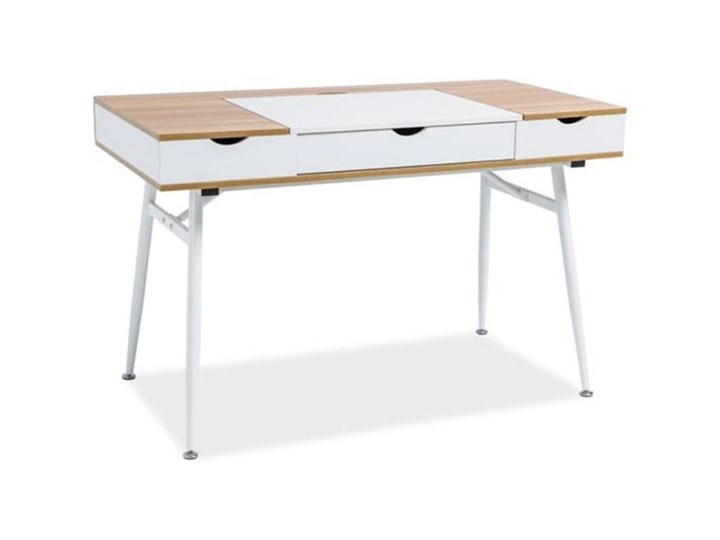 Biurko B-151 dąb/białe SIGNAL Biurko komputerowe Płyta MDF Metal Kolor Biały Szerokość 120 cm Styl Skandynawski