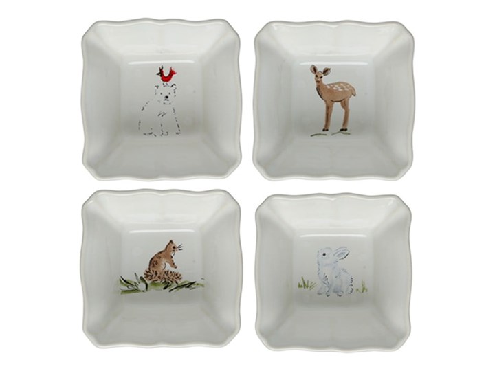Zestaw 4 świątecznych misek do zapiekania z kamionki Casafina Deer Friends, 10x10 cm Kategoria Naczynia do zapiekania