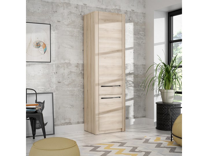 SELSEY Regał zamykany MDXS 198 cm Comano śliwka Płyta meblowa Drewno Kategoria Szafki i regały Płyta laminowana Metal Płyta MDF Pomieszczenie Garderoba