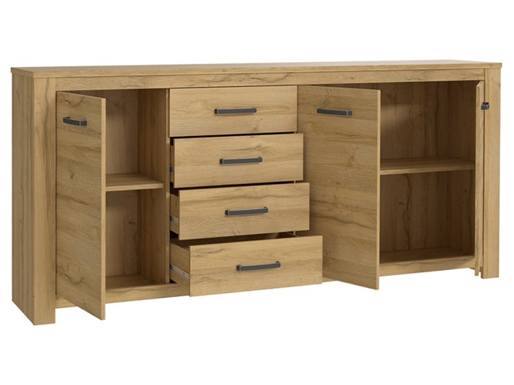 SELSEY Komoda HVNK 206 cm dąb postarzany Płyta MDF Drewno Głębokość 42 cm Wysokość 96 cm Styl Skandynawski
