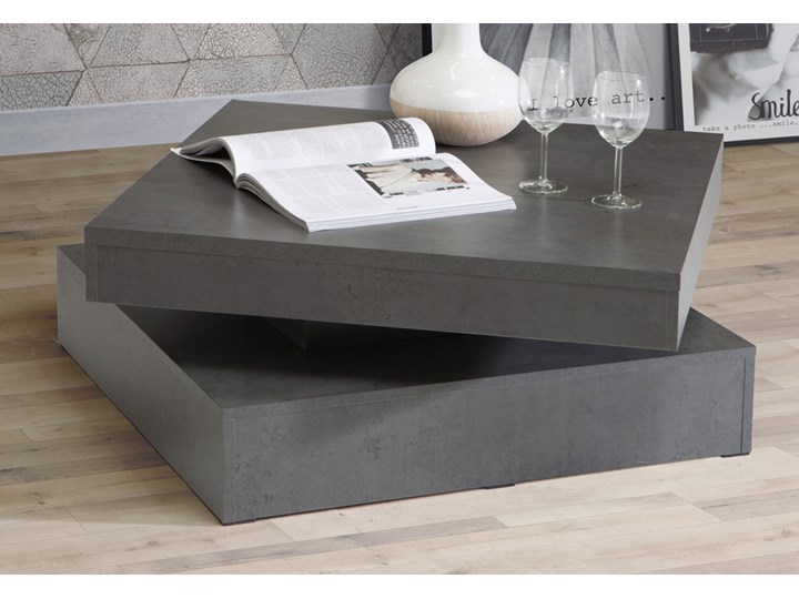 SELSEY Ława obrotowa CFTT 78x78 cm ciemnoszary beton Funkcje Z półkami Płyta meblowa Kategoria Stoliki i ławy