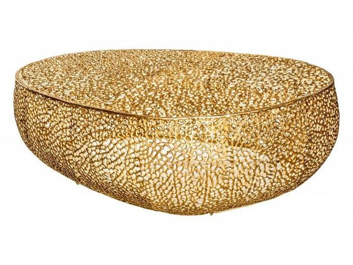 Złoty stolik kawowy do salonu - Limes Długość 122 cm Wysokość 42 cm Metal Zestaw stolików Stal Szerokość 69 cm Styl Glamour