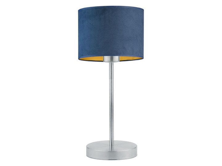 LAMPA BIURKOWA NOCNA PREXA WALEC WELUR GOLDEN Stal Tkanina Chrom Lampa nocna Lampa z abażurem Wysokość 47 cm Kolor Szary Kategoria Lampy stołowe